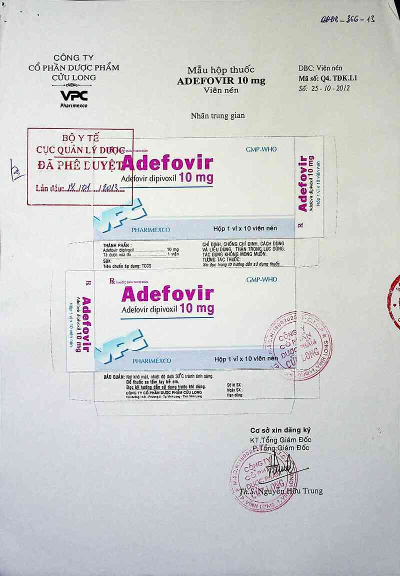 thông tin, cách dùng, giá thuốc Adefovir 10 mg - ảnh 0