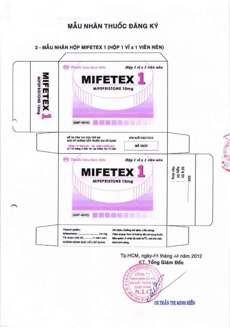 thông tin, cách dùng, giá thuốc Mifetex 1 - ảnh 1