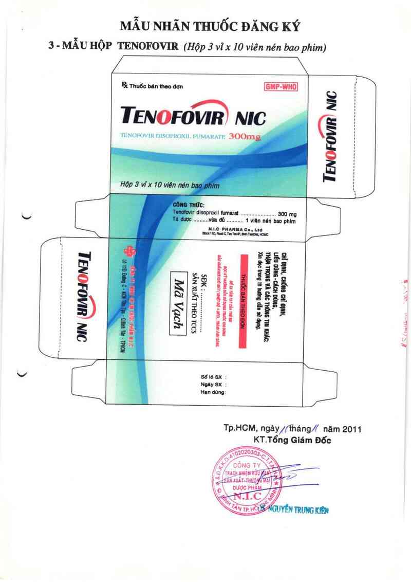 thông tin, cách dùng, giá thuốc Tenofovir Nic - ảnh 2