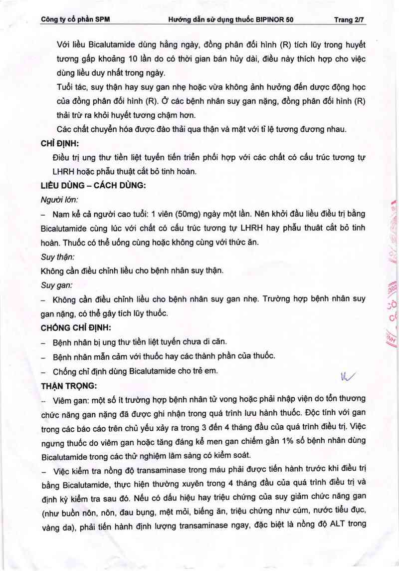 thông tin, cách dùng, giá thuốc Bipinor 50 - ảnh 2