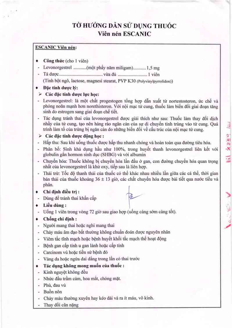 thông tin, cách dùng, giá thuốc Escanic - ảnh 2