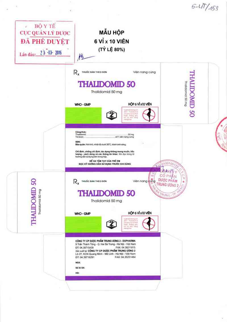 thông tin, cách dùng, giá thuốc Thalidomid 50 - ảnh 0