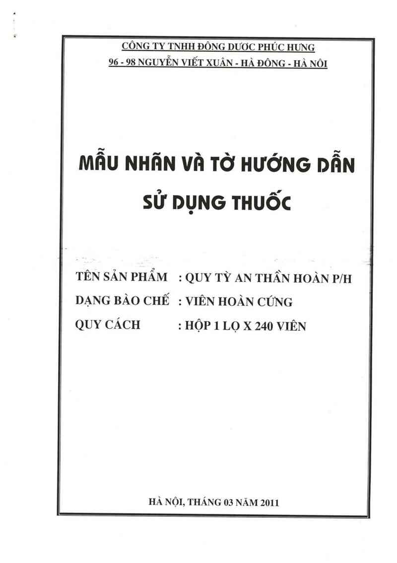 thông tin, cách dùng, giá thuốc Quy tỳ an thần hoàn P/H - ảnh 0