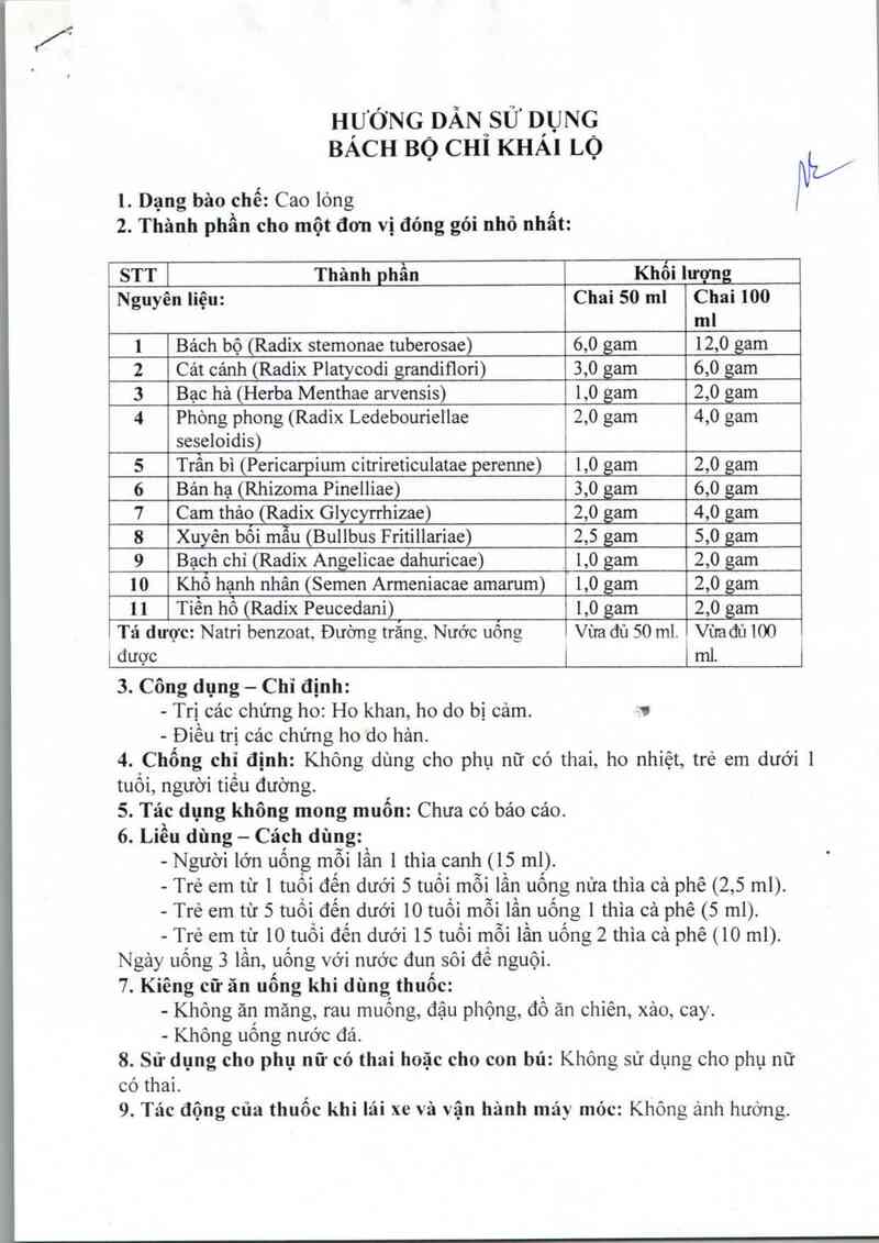 thông tin, cách dùng, giá thuốc Bách bộ chỉ khái lộ - ảnh 6