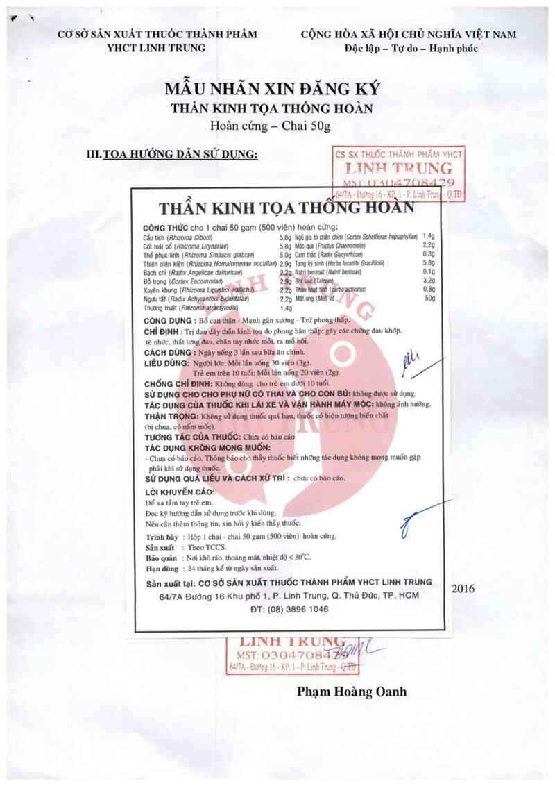 thông tin, cách dùng, giá thuốc Thần kinh tọa thống hoàn - ảnh 2