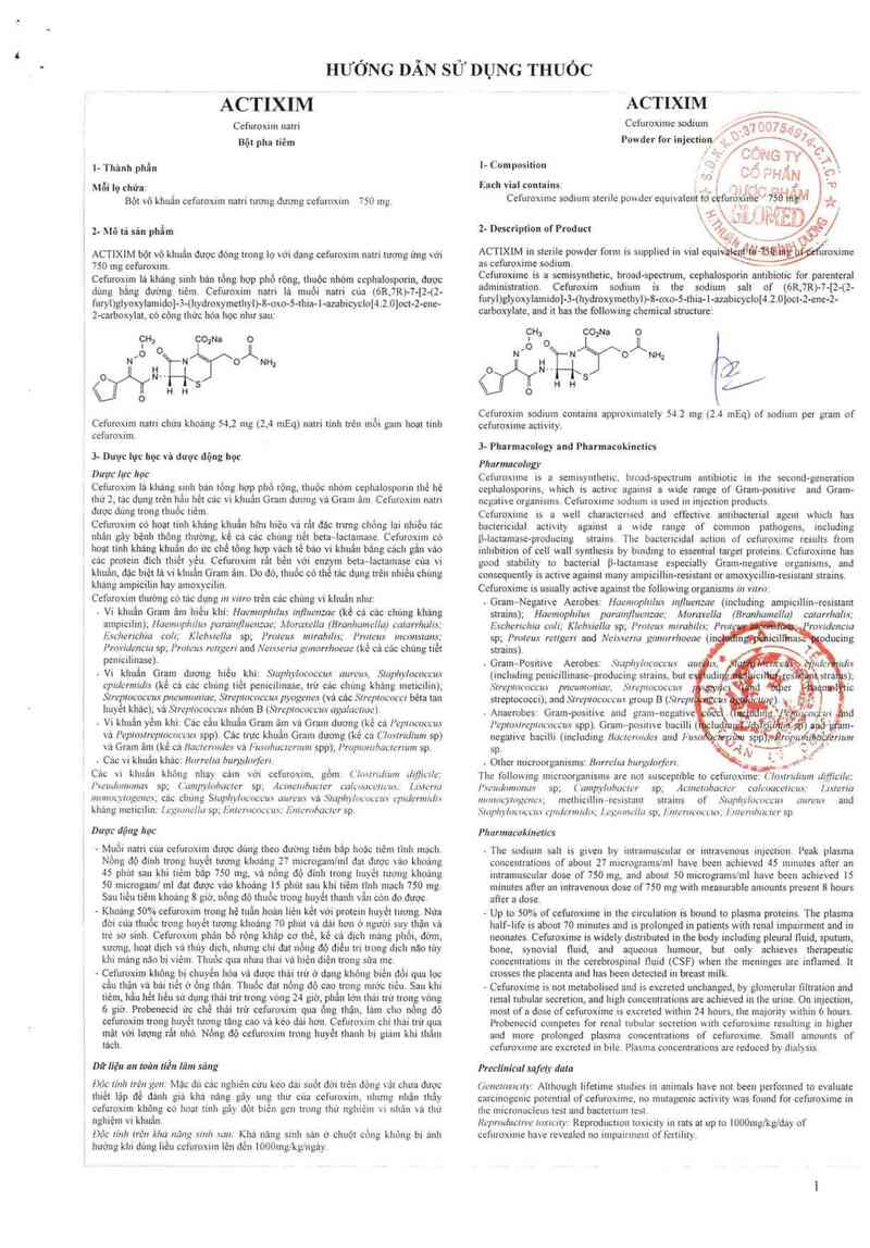 thông tin, cách dùng, giá thuốc Actixim - ảnh 2