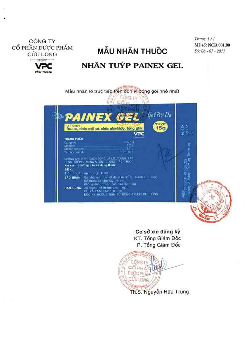 thông tin, cách dùng, giá thuốc Painex Gel - ảnh 2