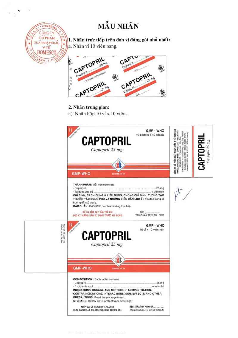 thông tin, cách dùng, giá thuốc Captopril 25 mg - ảnh 0