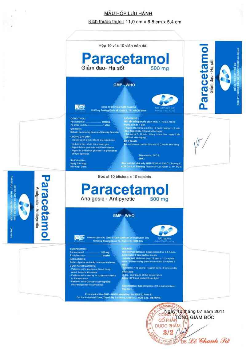 thông tin, cách dùng, giá thuốc Paracetamol 500mg - ảnh 0