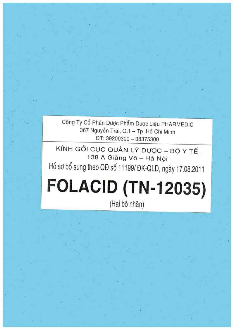 thông tin, cách dùng, giá thuốc Folacid - ảnh 0