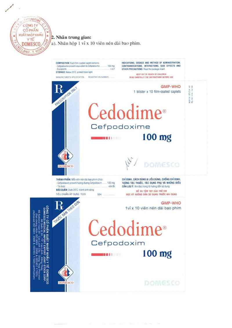 thông tin, cách dùng, giá thuốc Cedodime 100 mg - ảnh 0