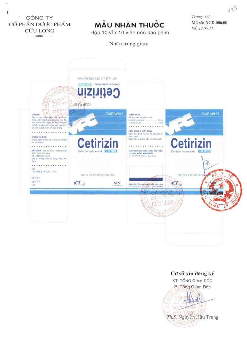 thông tin, cách dùng, giá thuốc Cetirizin 10mg - ảnh 2