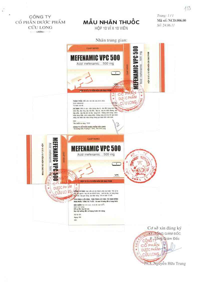 thông tin, cách dùng, giá thuốc Mefenamic VPC 500 - ảnh 3