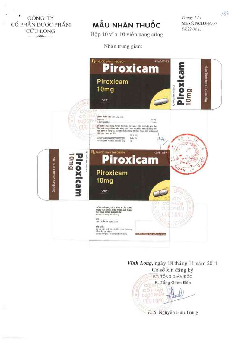 thông tin, cách dùng, giá thuốc Piroxicam 10 mg - ảnh 2