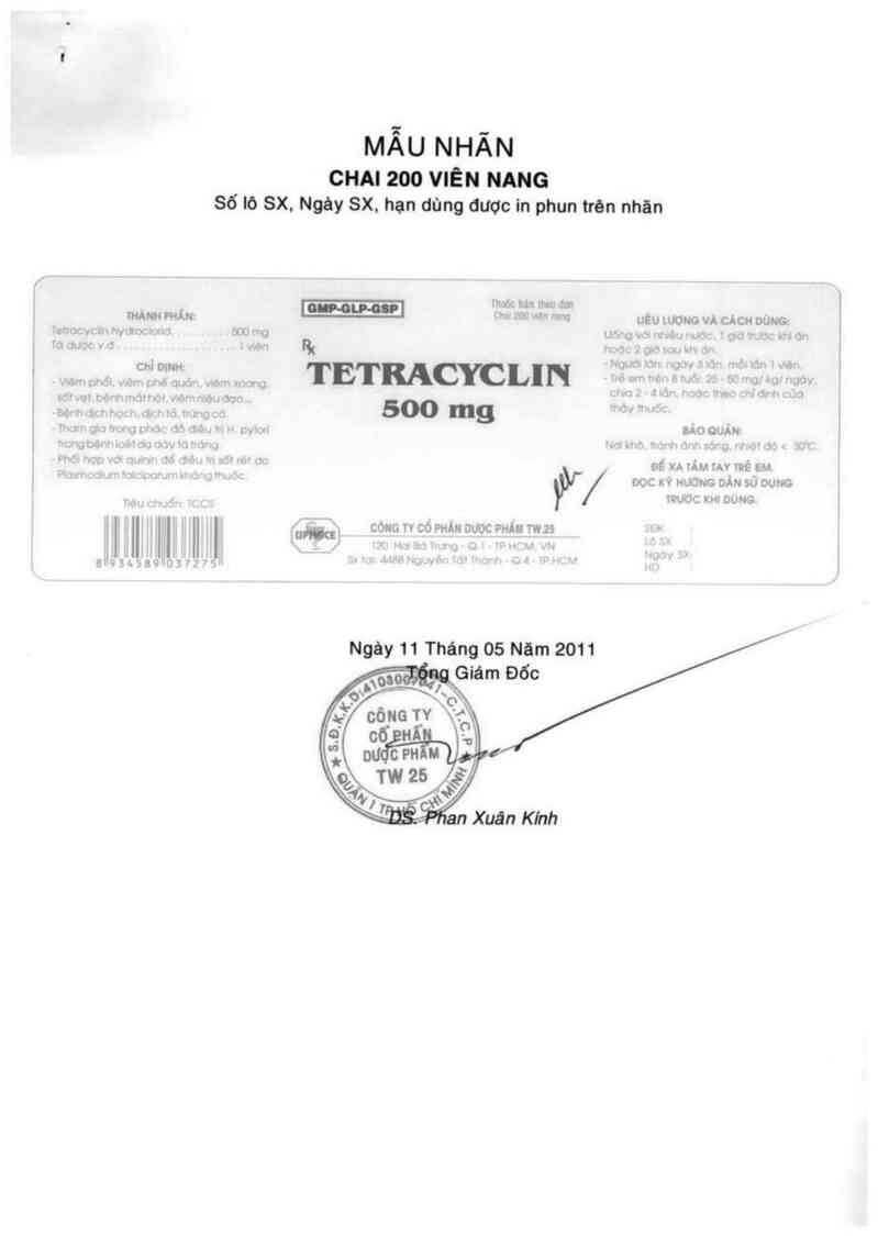 thông tin, cách dùng, giá thuốc Tetracyclin 500 mg - ảnh 2