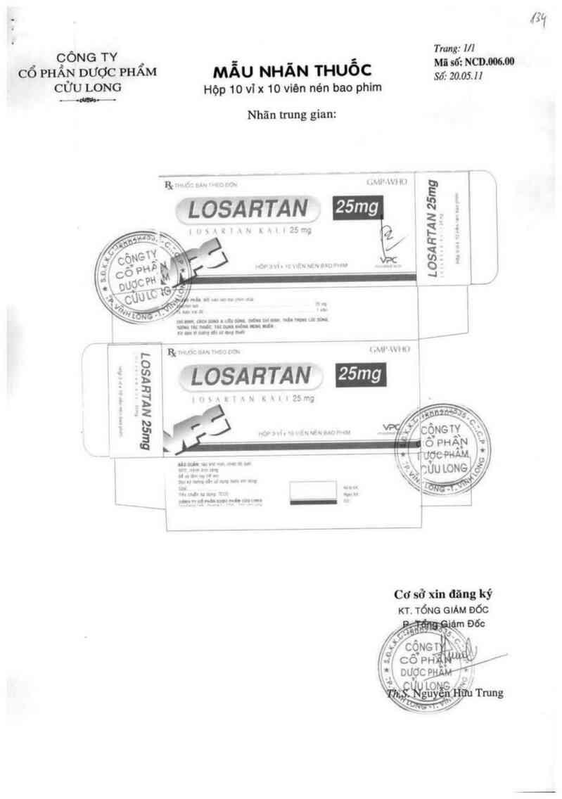 thông tin, cách dùng, giá thuốc Losartan 25mg - ảnh 0