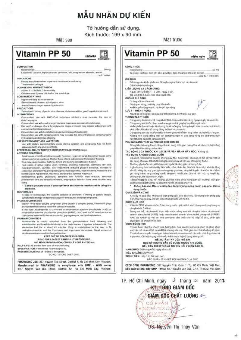 thông tin, cách dùng, giá thuốc Vitamin PP 50 - ảnh 1