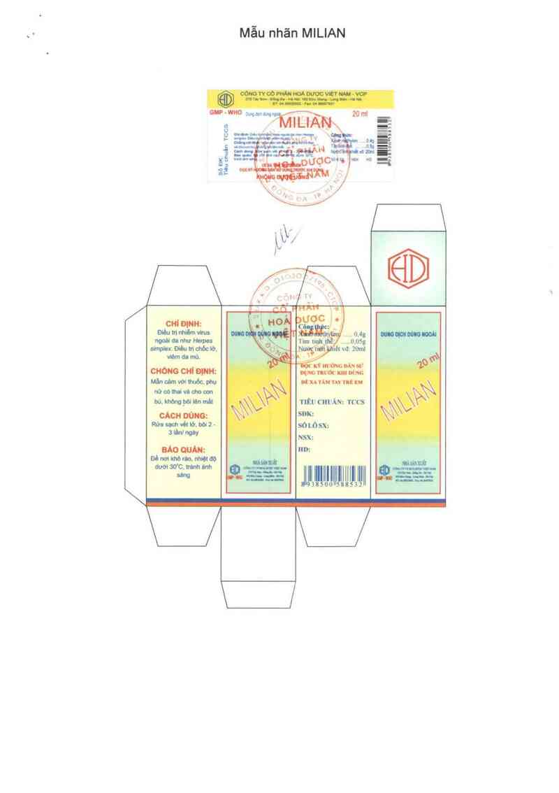 thông tin, cách dùng, giá thuốc Dung dịch Milian - ảnh 0