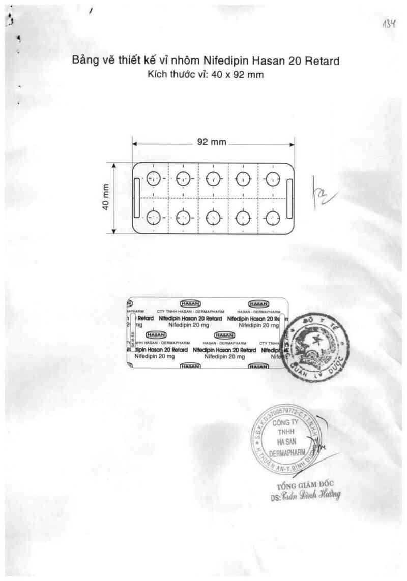 thông tin, cách dùng, giá thuốc Nifedipin Hasan 20 retard - ảnh 2