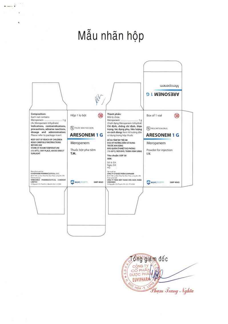 thông tin, cách dùng, giá thuốc Aresonem 1g - ảnh 0