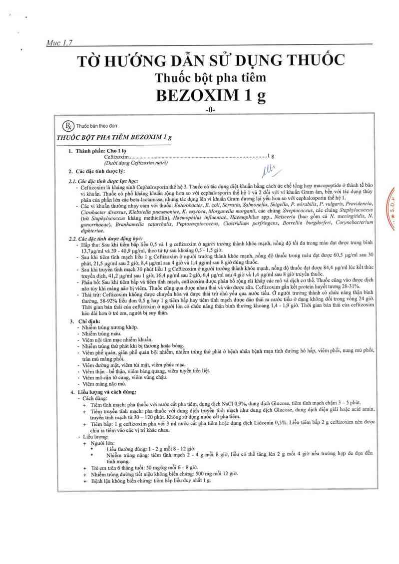 thông tin, cách dùng, giá thuốc Bezoxim 1 g - ảnh 1