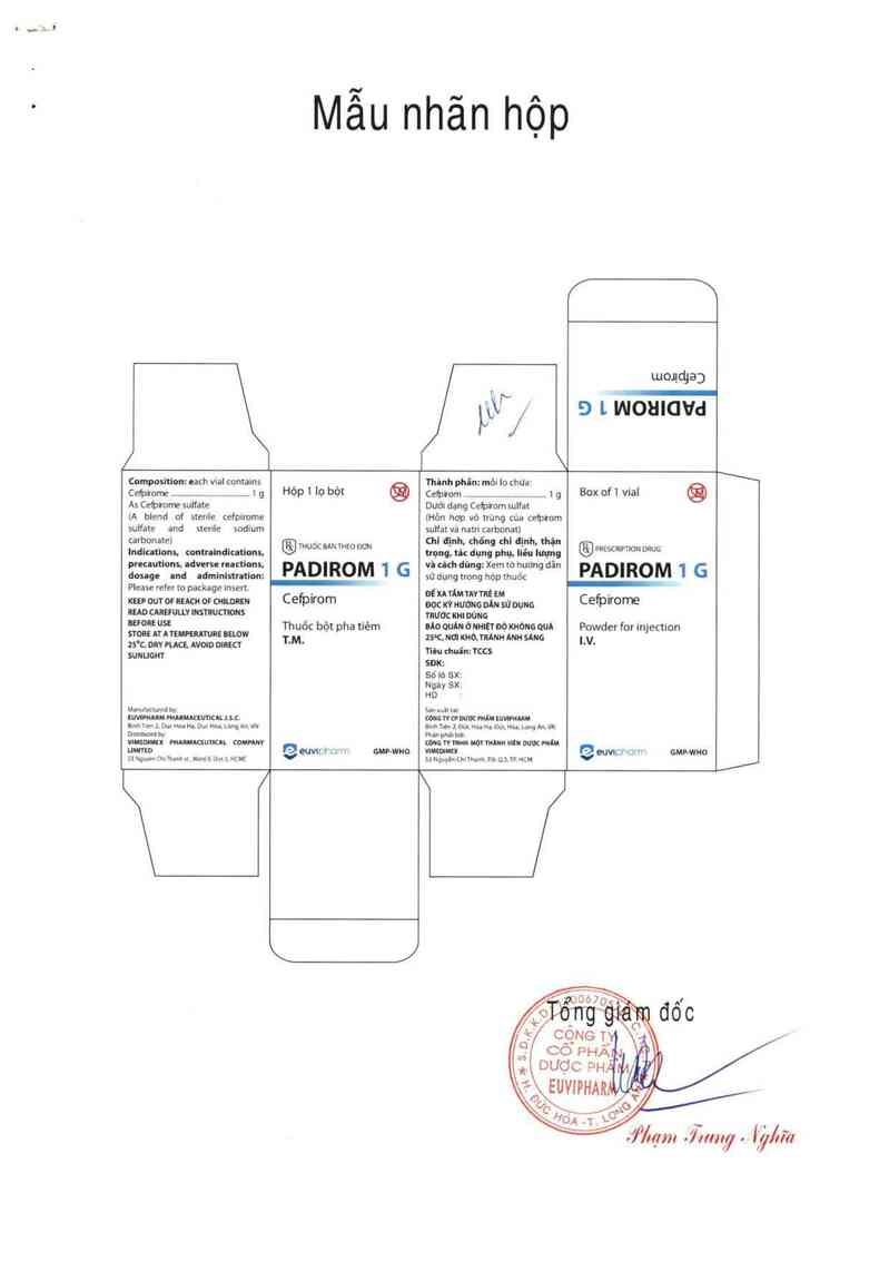 thông tin, cách dùng, giá thuốc Padirom 1 g - ảnh 0