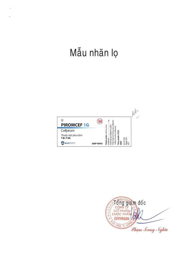 thông tin, cách dùng, giá thuốc Piromcef 1g - ảnh 1