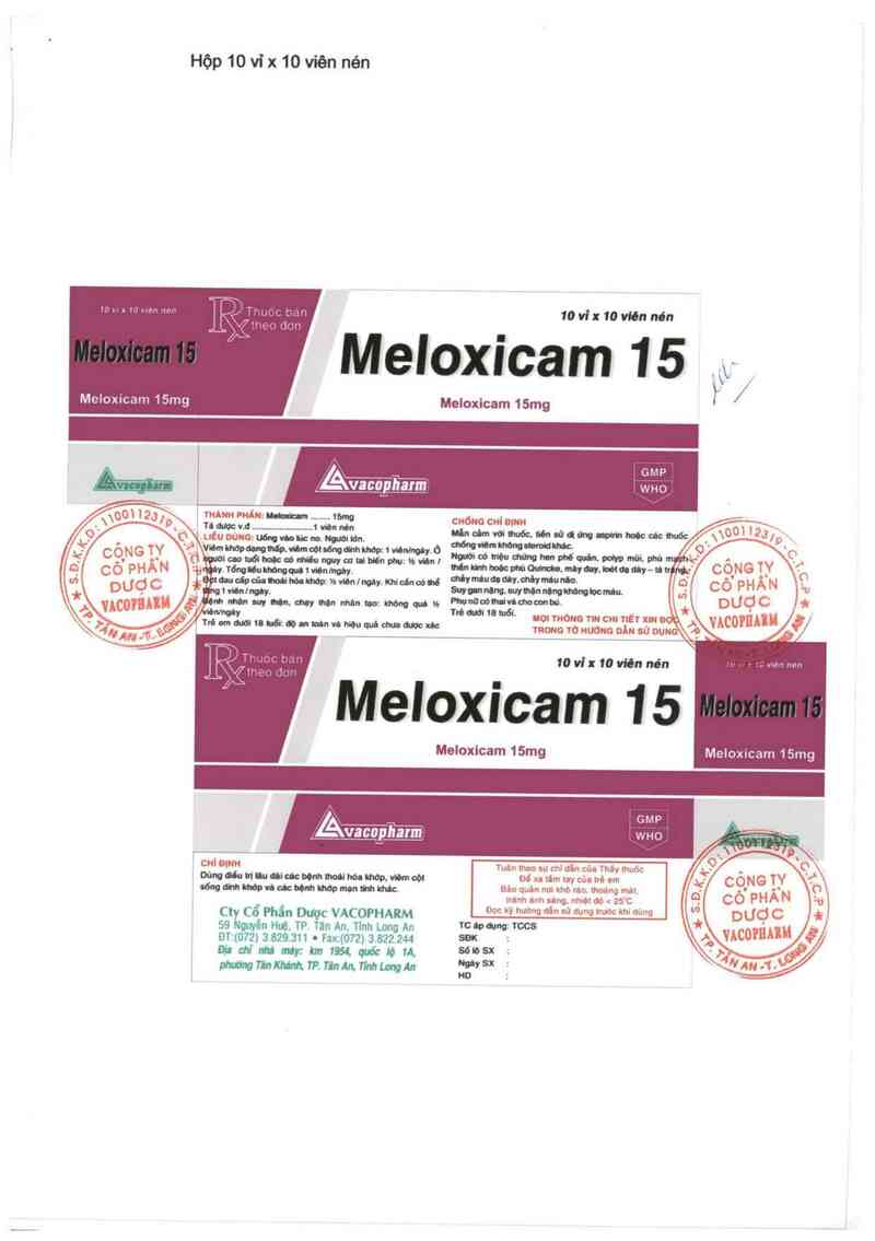 thông tin, cách dùng, giá thuốc Meloxicam 15 - ảnh 1