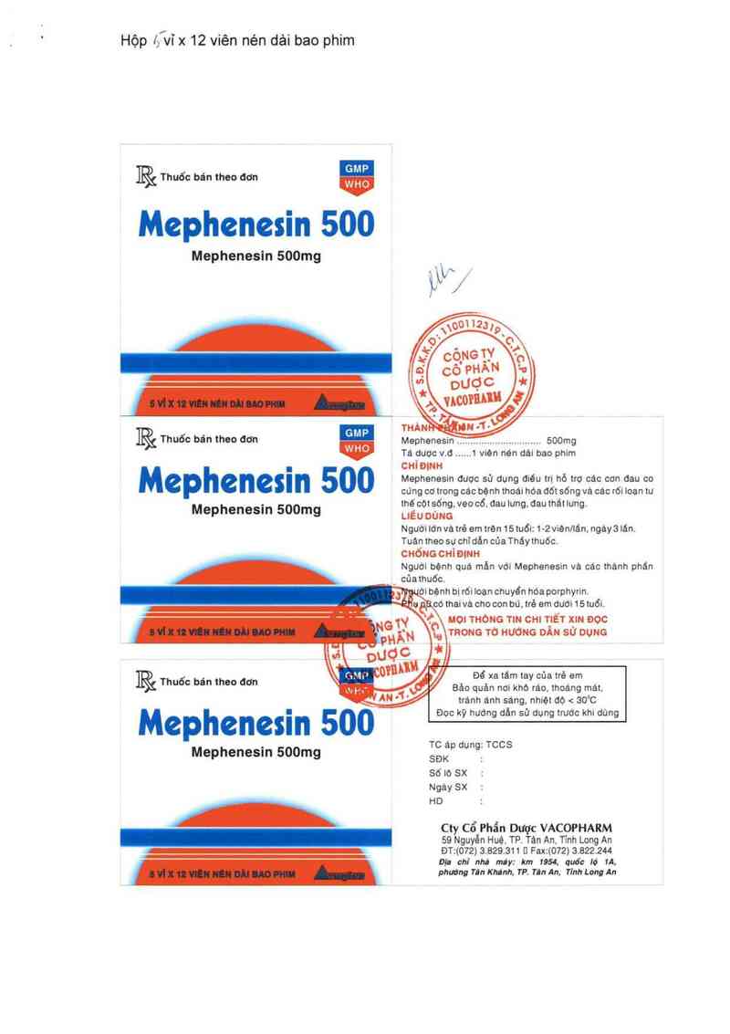 thông tin, cách dùng, giá thuốc Mephenesin 500 - ảnh 1