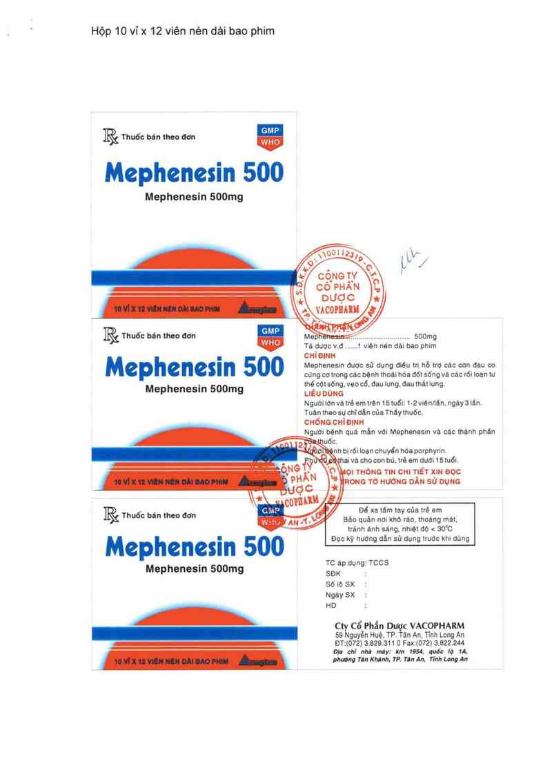 thông tin, cách dùng, giá thuốc Mephenesin 500 - ảnh 2