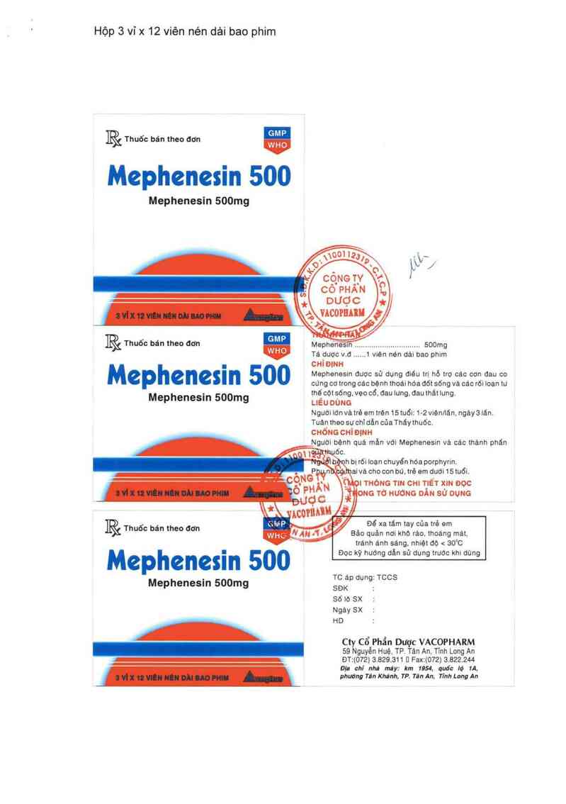 thông tin, cách dùng, giá thuốc Mephenesin 500 - ảnh 3