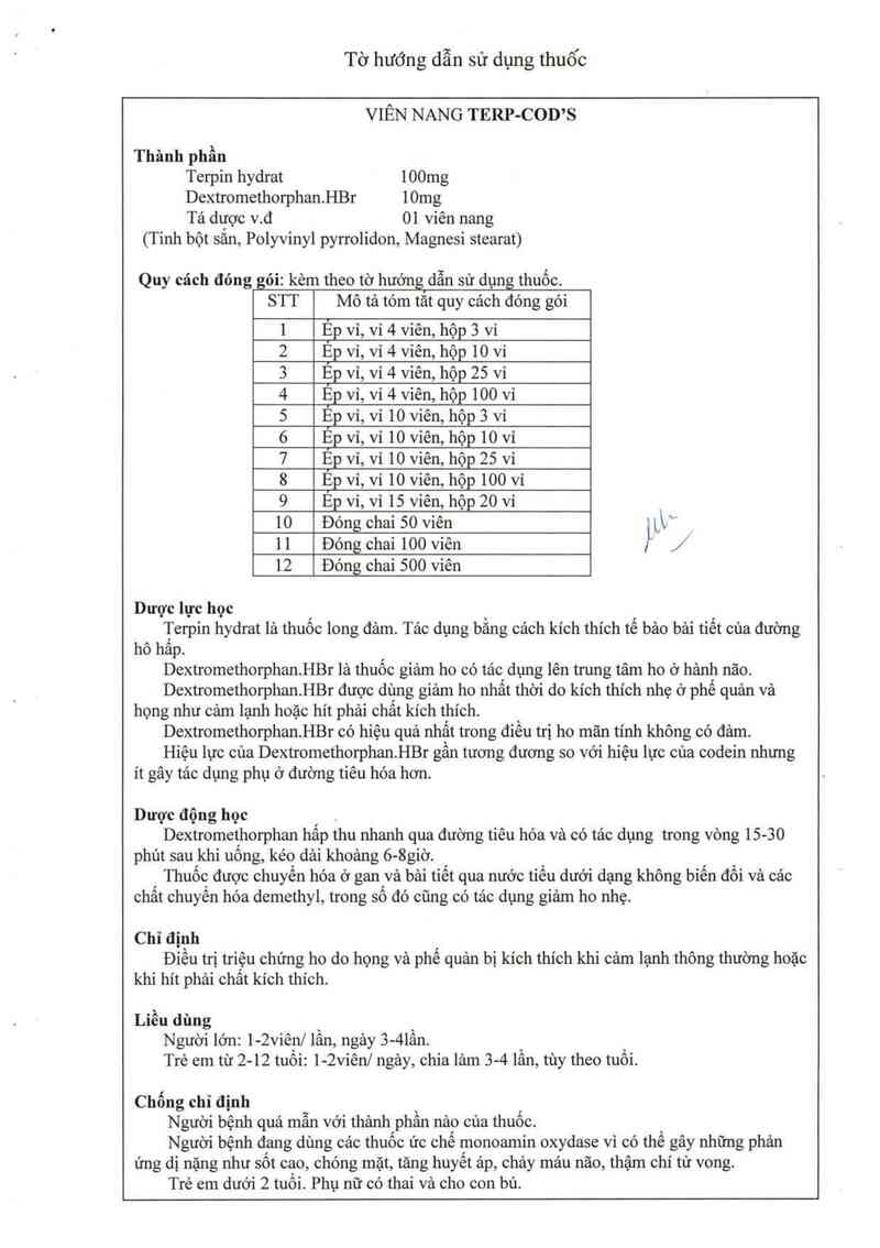 thông tin, cách dùng, giá thuốc Terp-Cod S - ảnh 10