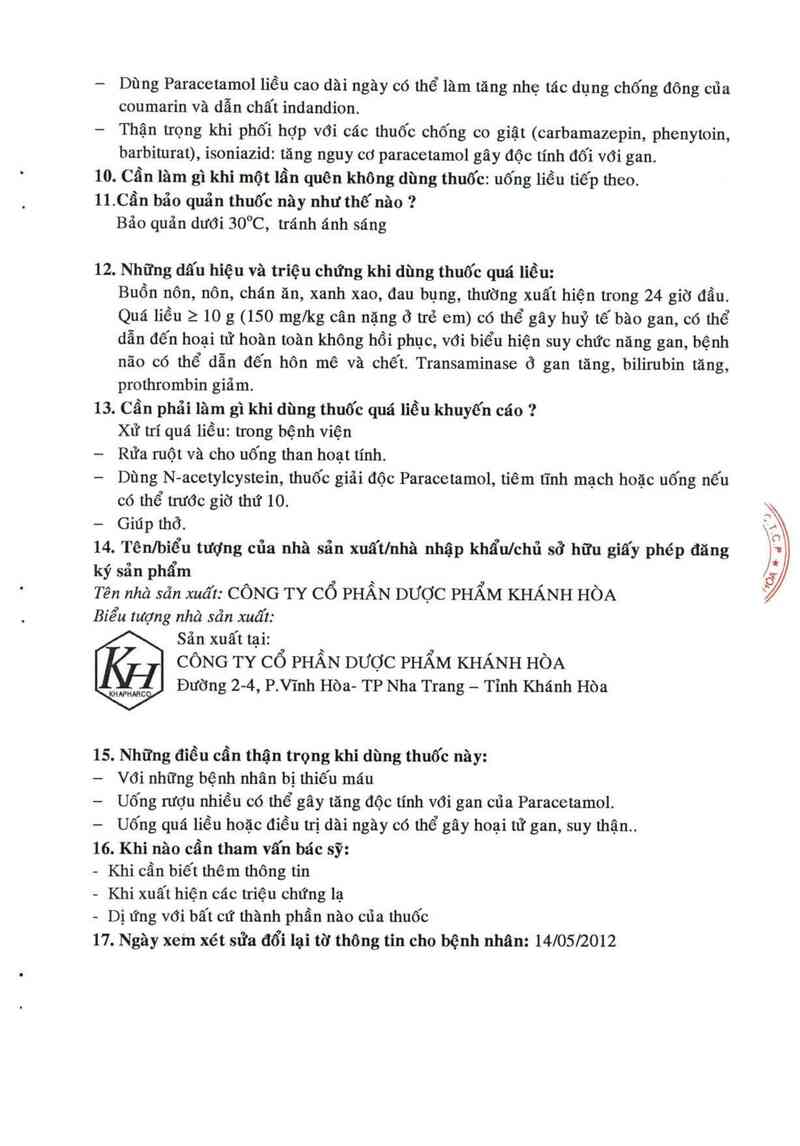 thông tin, cách dùng, giá thuốc Panactol - ảnh 3