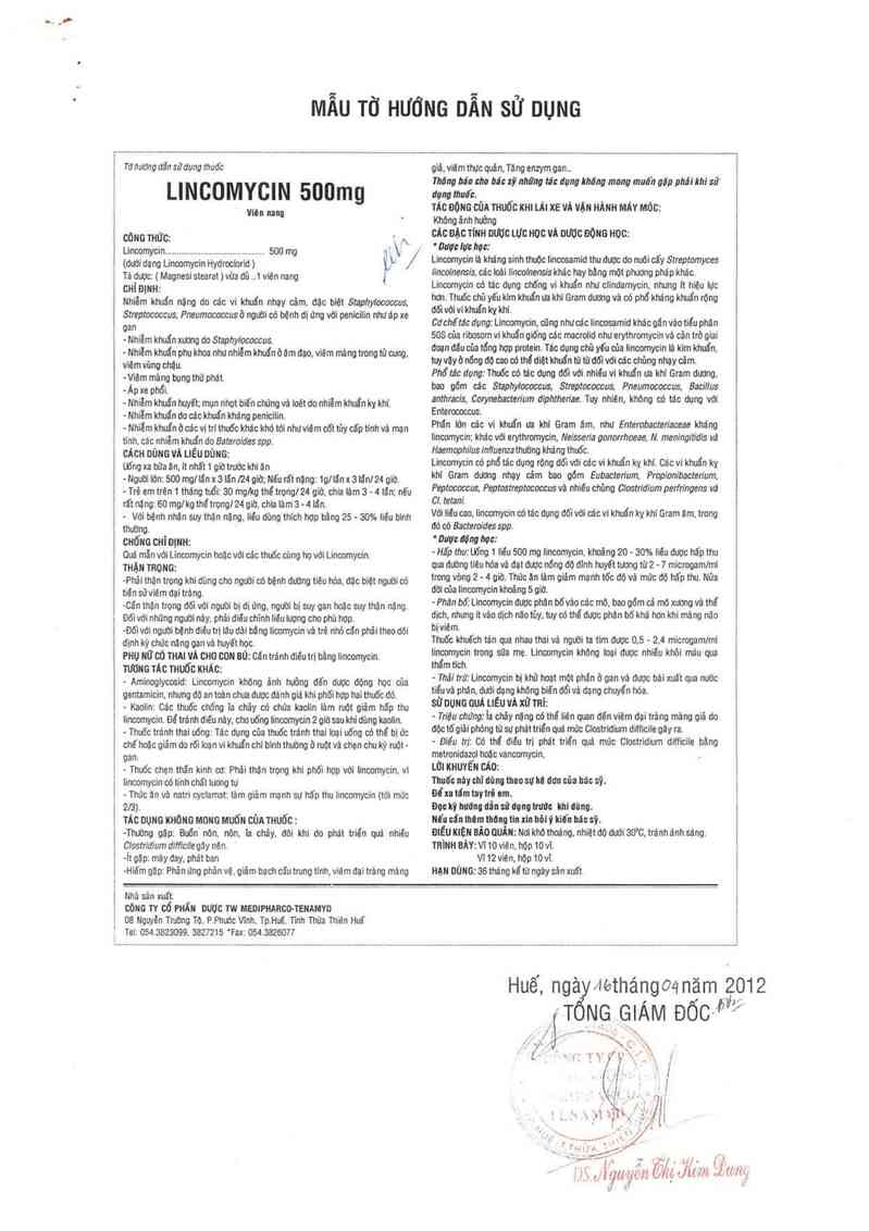 thông tin, cách dùng, giá thuốc Lincomycin 500 mg - ảnh 4