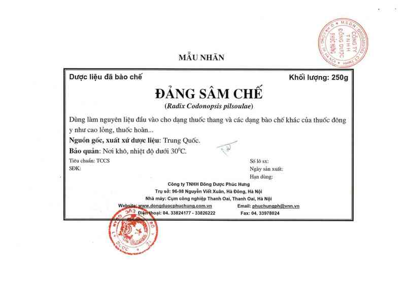 thông tin, cách dùng, giá thuốc Đảng sâm chế - ảnh 2