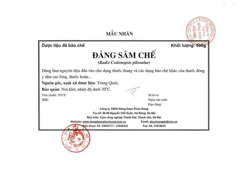 thông tin, cách dùng, giá thuốc Đảng sâm chế - ảnh 3