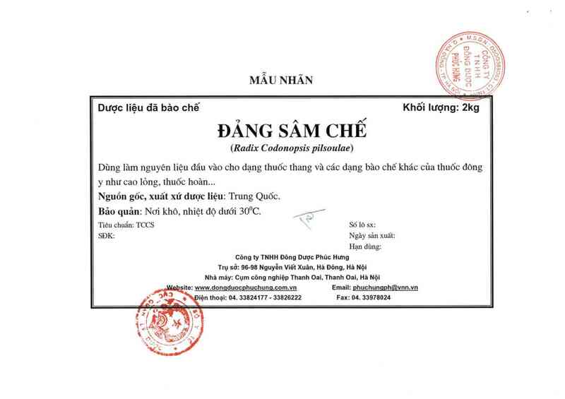 thông tin, cách dùng, giá thuốc Đảng sâm chế - ảnh 5