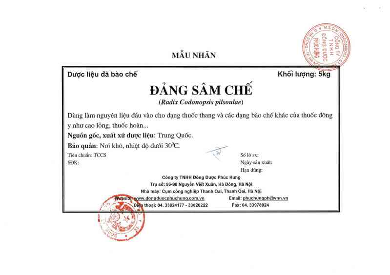 thông tin, cách dùng, giá thuốc Đảng sâm chế - ảnh 7