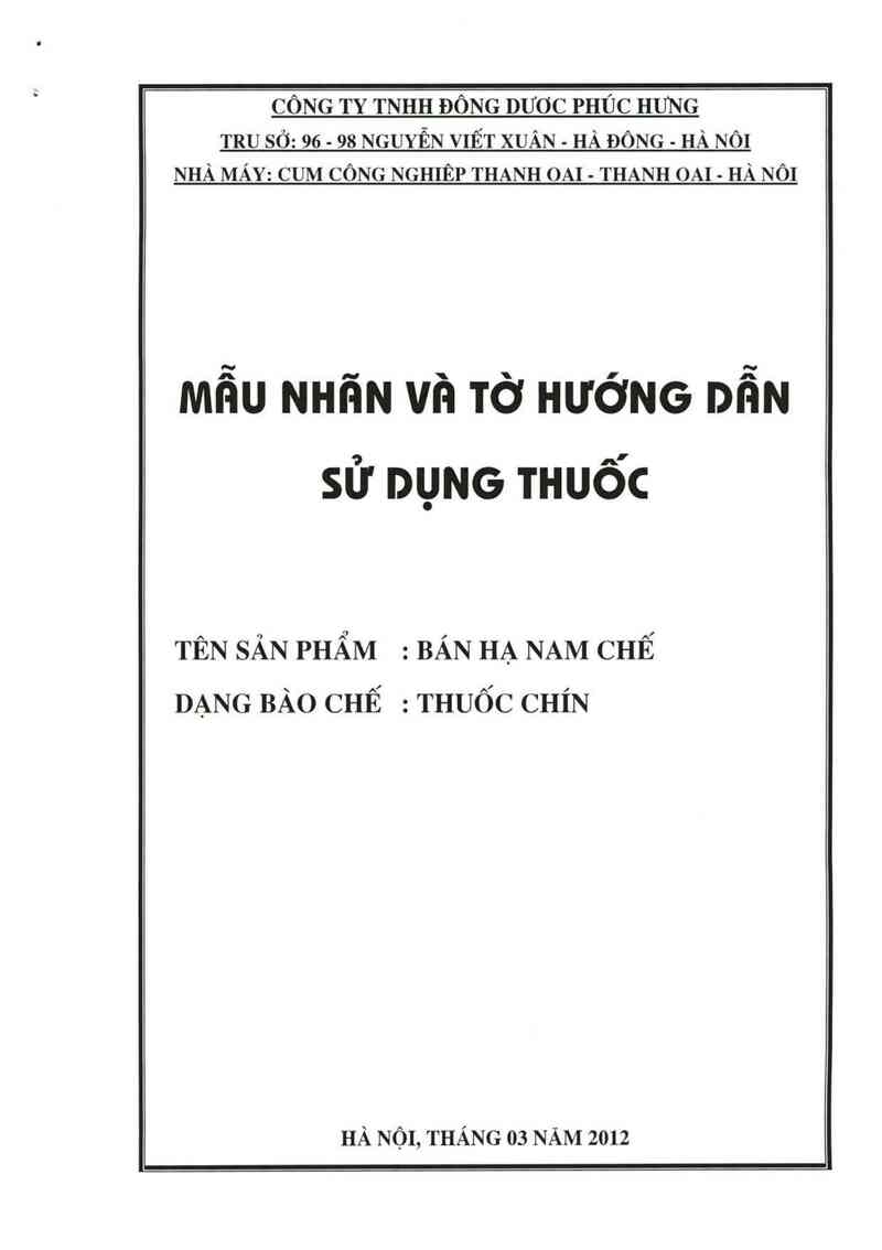 thông tin, cách dùng, giá thuốc Bán hạ nam chế - ảnh 0