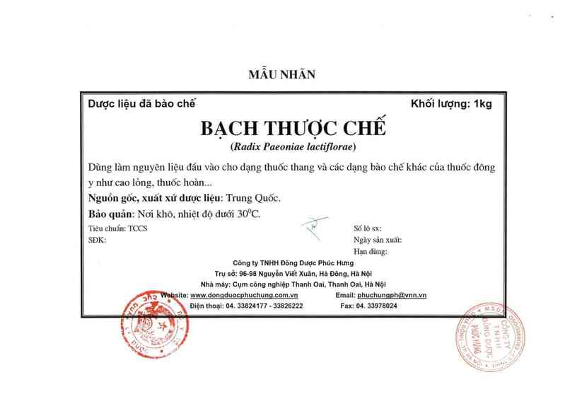 thông tin, cách dùng, giá thuốc Bạch thược chế - ảnh 11