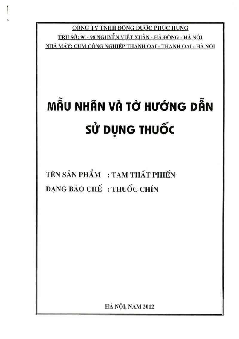 thông tin, cách dùng, giá thuốc Tam thất phiến - ảnh 0