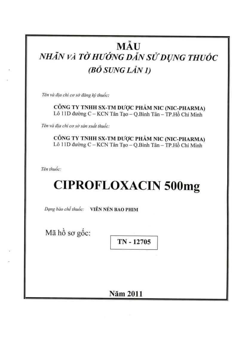 thông tin, cách dùng, giá thuốc Ciprofloxacin 500 mg - ảnh 0