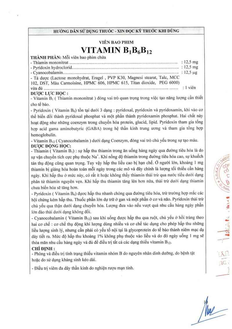 thông tin, cách dùng, giá thuốc Vitamin B1B6B12 - ảnh 1