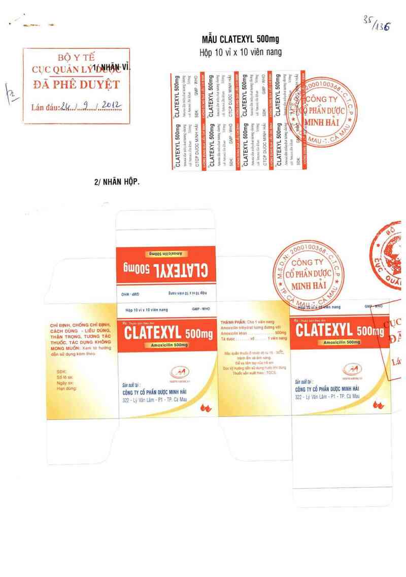 thông tin, cách dùng, giá thuốc Clatexyl 500 mg - ảnh 0