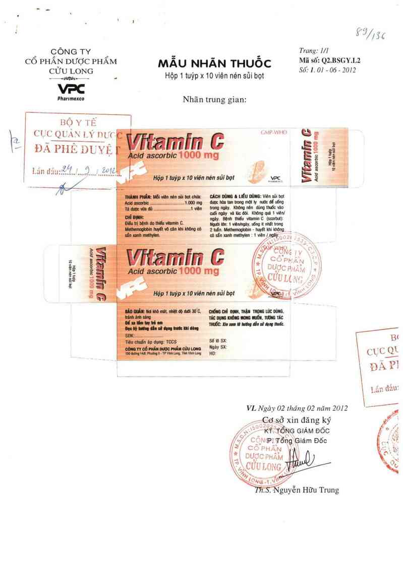 thông tin, cách dùng, giá thuốc Vitamin C 1000 mg - ảnh 0