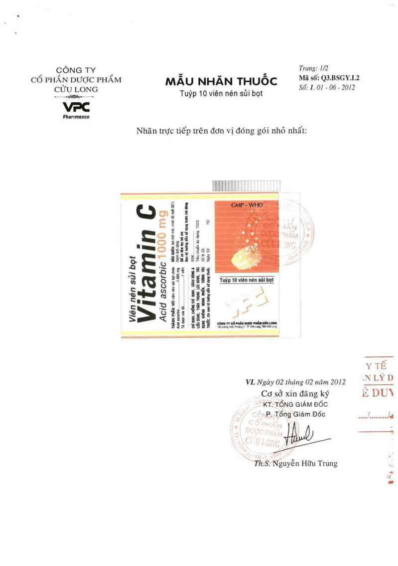 thông tin, cách dùng, giá thuốc Vitamin C 1000 mg - ảnh 1