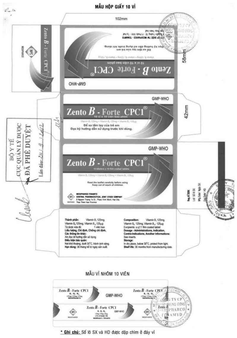 thông tin, cách dùng, giá thuốc Zento B - Forte CPC1 - ảnh 0