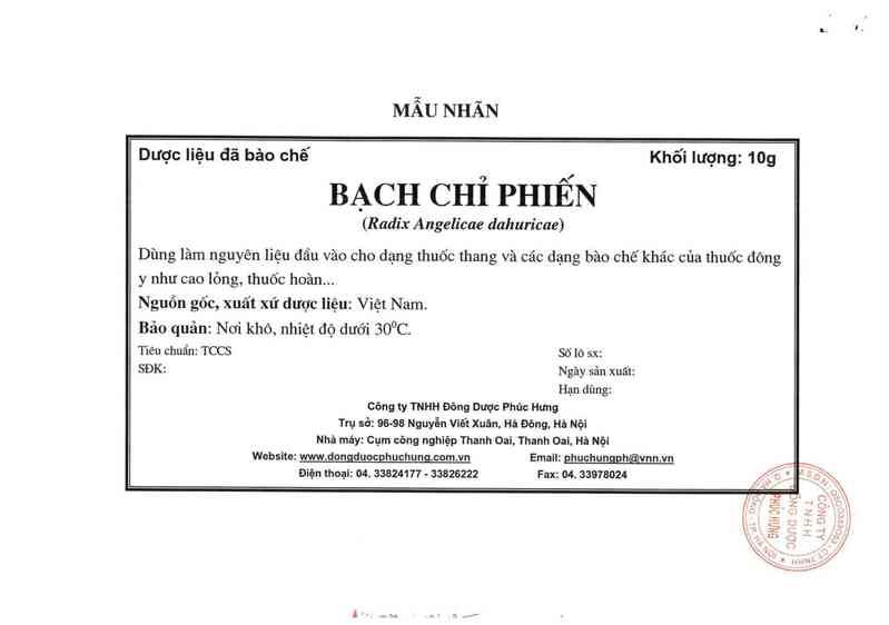 thông tin, cách dùng, giá thuốc Bạch chỉ phiến - ảnh 1