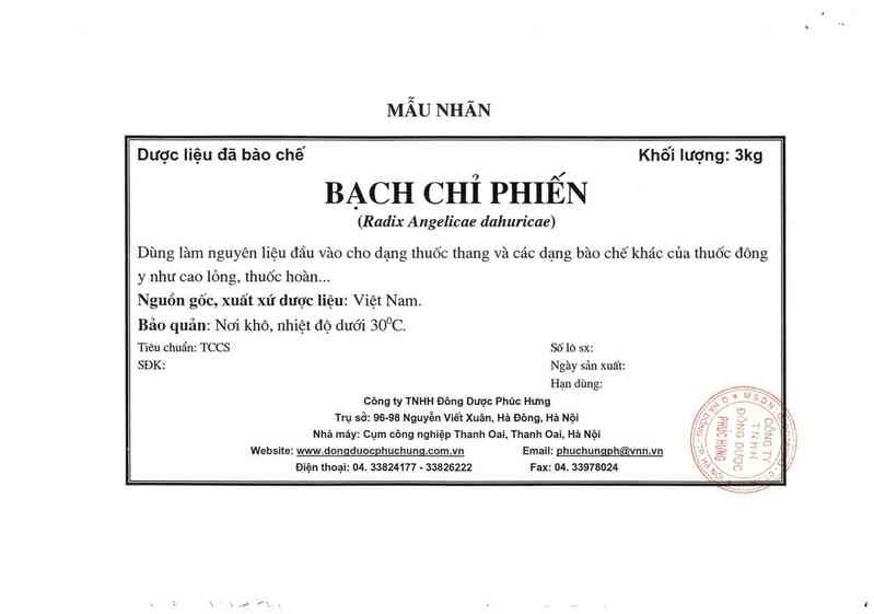 thông tin, cách dùng, giá thuốc Bạch chỉ phiến - ảnh 12