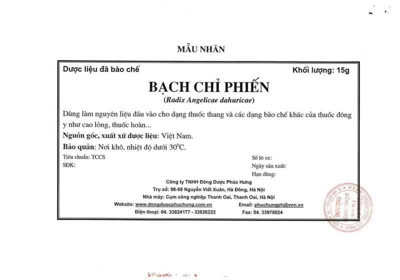 thông tin, cách dùng, giá thuốc Bạch chỉ phiến - ảnh 2